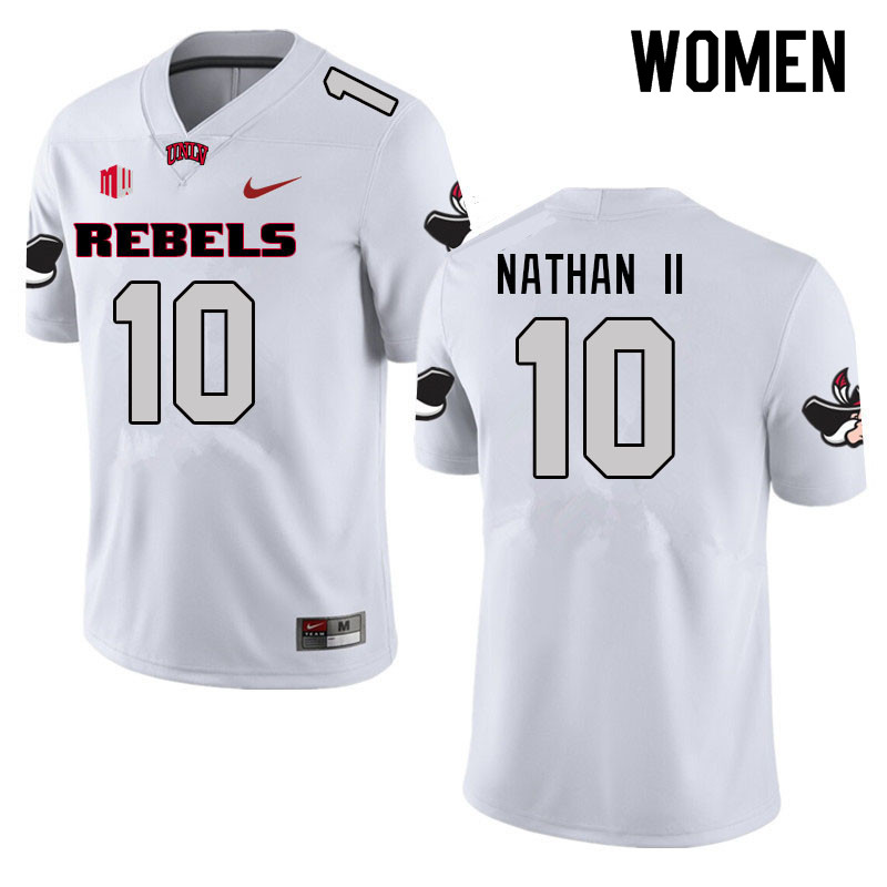 Women #10 Deamikkio Nathan II UNLV Rebels College Football Jerseys Sale-White